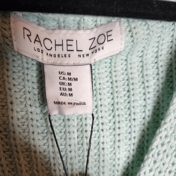 NWT Rachel Zoe Mint Knit Sweater Size Medium Green Blue Cotton Blend - Picture 5 of 16